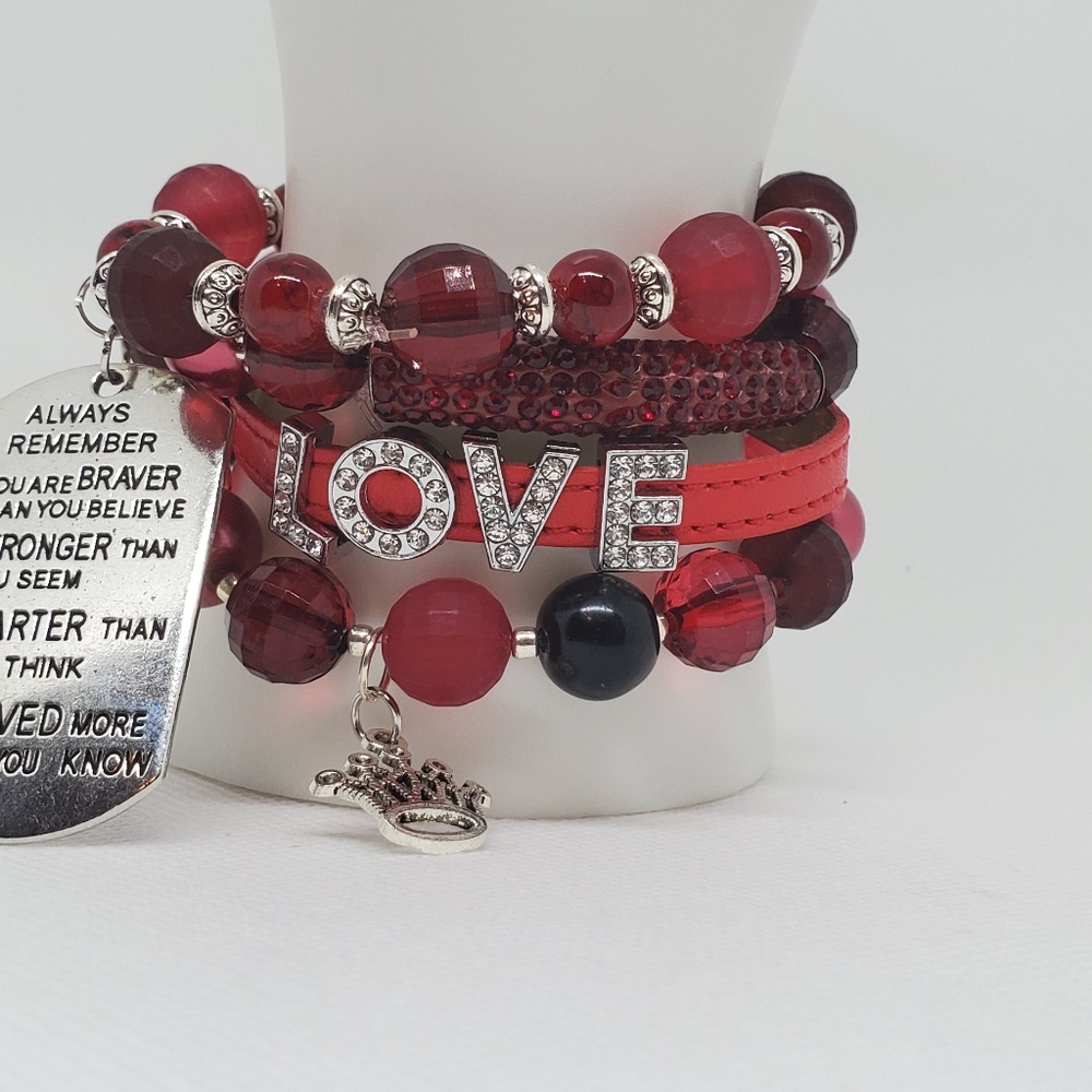Beautiful red stack bracelet - Picture 3 of 7
